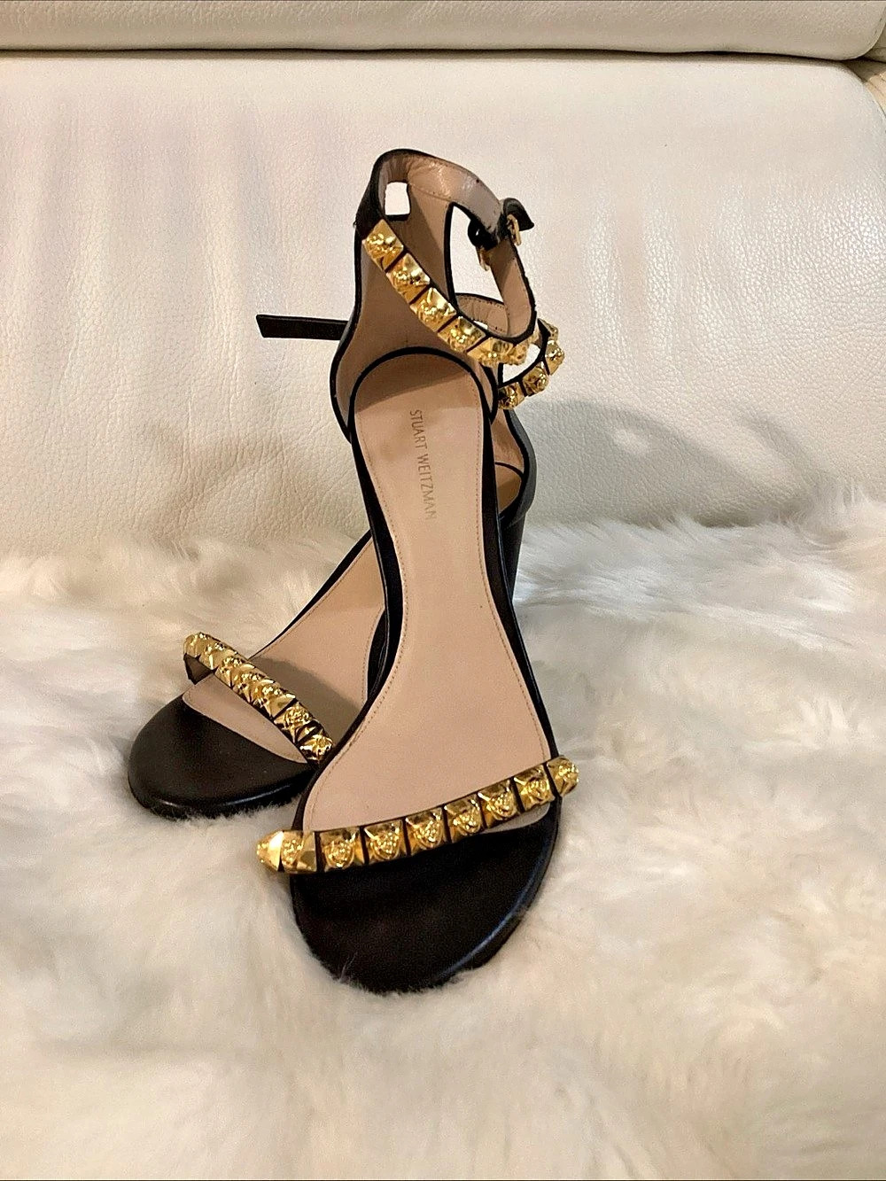 Stuart Weitzman Studded Black Heels
